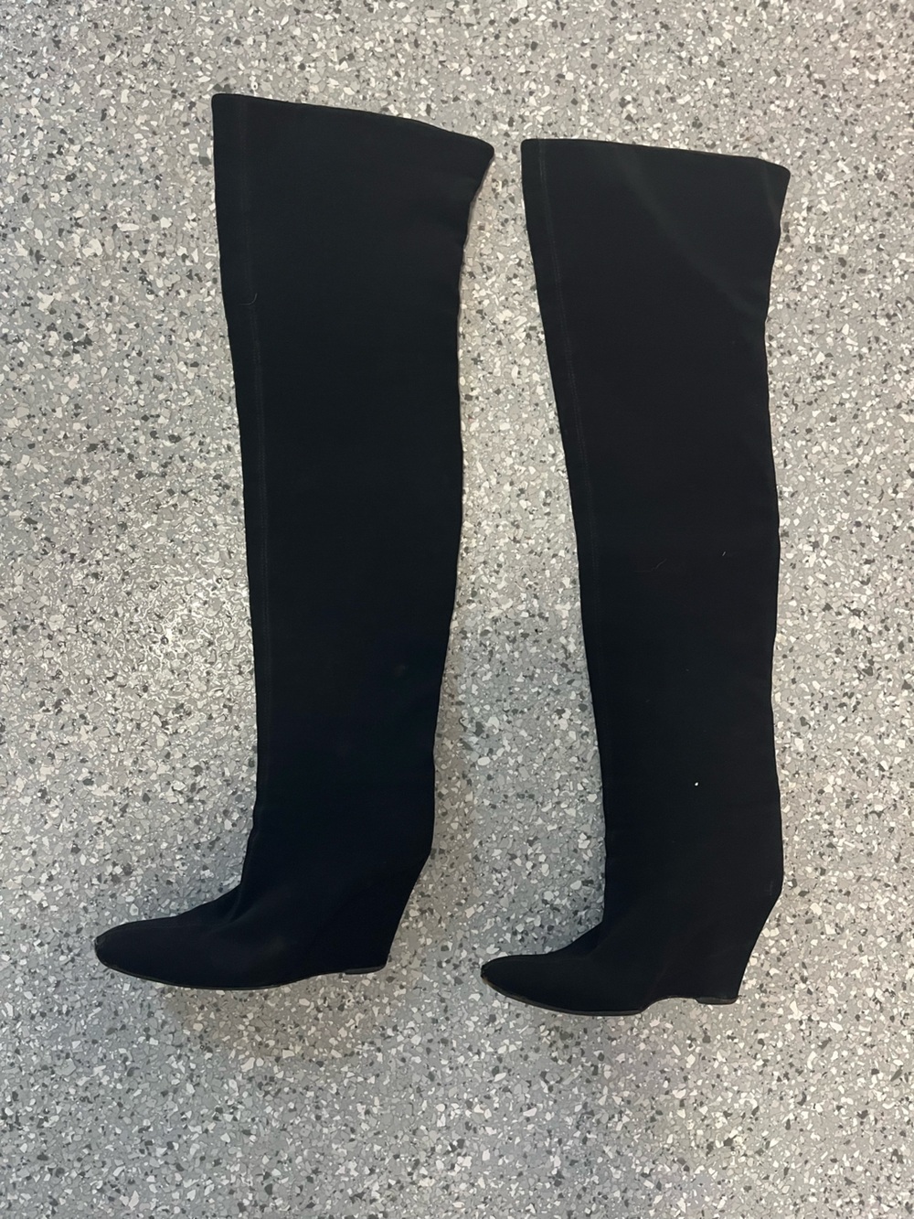 Vintage Helmut Lang Black Over-the-Knee Wedge Boots